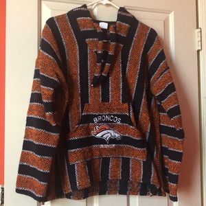 Denver Broncos fleece lined hooded poncho.